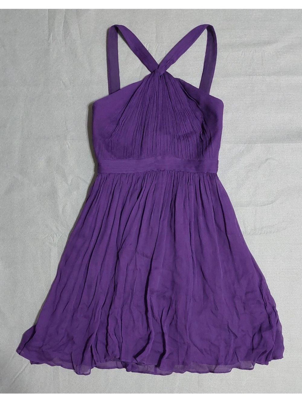J.Crew Purple 100% Silk Halter Fit & Flare Dress Size 2P